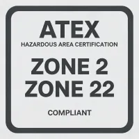 ATEX Zone 2 and Zone 22 industrial compliance badge