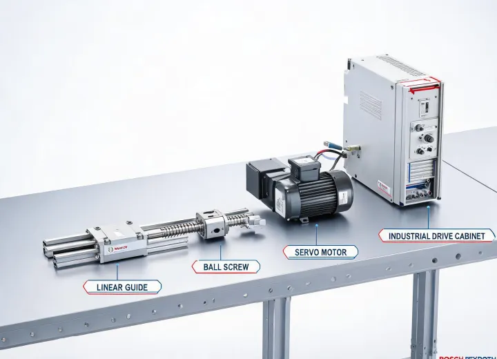 linear guides ball screws servo motors and drive cabinet