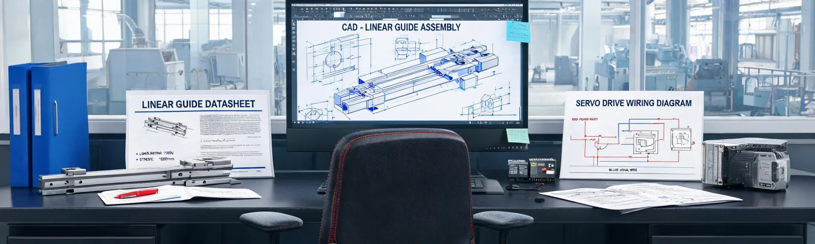 engineer reviewing motion product datasheets